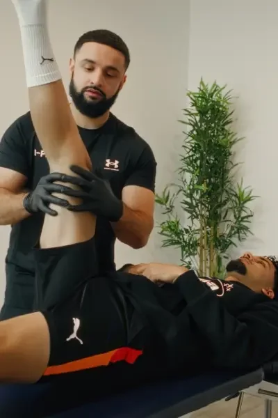 Physiotherapy expert in Manchester providing elite sports injury rehabilitation to an athlete patient at I-Physio
